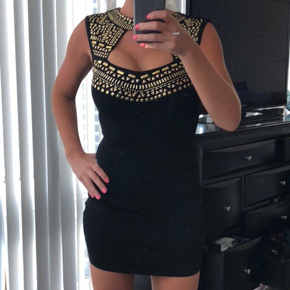 bebe Dresses & Skirts - Bebe jeweled Black bodycon dress. Size small